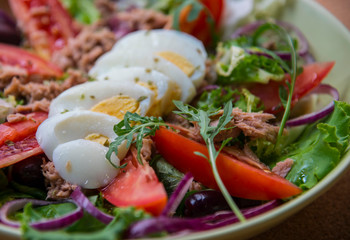 Tuna salad with vegetables and eggs
