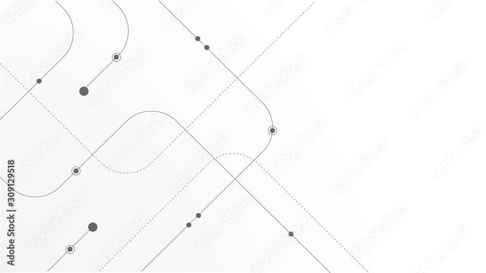 Fototapete Abstract geometric Circuit connect lines and dots.Simple technology graphic background.Illustration Vector design Network technology and Connection concept.