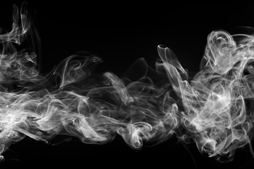 Fog or white smoke on black background, Movement of smog abstract background for design