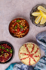 Stewed vegetables with chickpeas and couscous