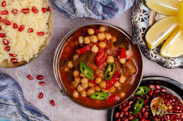 Stewed vegetables with chickpeas and couscous