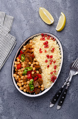 Stewed vegetables with chickpeas and couscous