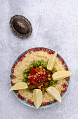 Stewed vegetables with chickpeas and couscous
