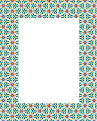 Obraz premium Decorative pattern frame in green and pink floral design