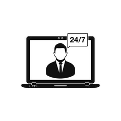 24/7 Online Customer Service Icon. Flat style vector EPS.