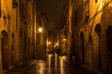 Night in a medieval town