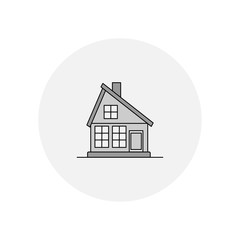 The image of the house in a linear style. Vector illustration isolated on a white background.