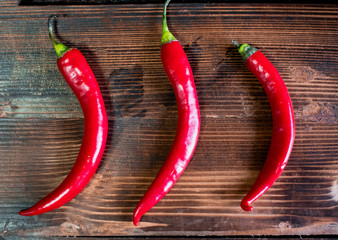 chili pepper isolated on a wood background