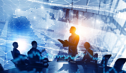 Financial technology concept. Mixed media