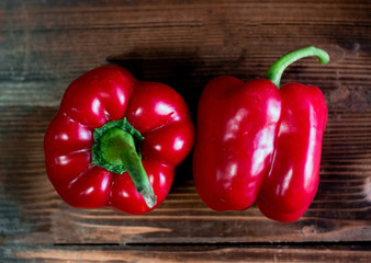 red bell pepper paprika on wood background