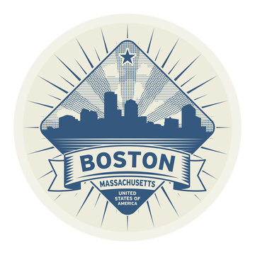 Stamp or label with name of Boston, Massachusetts