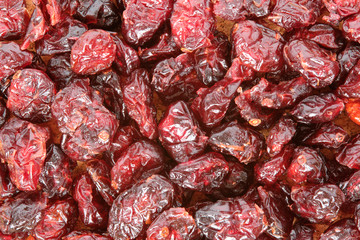 dried cranberries close-up top view