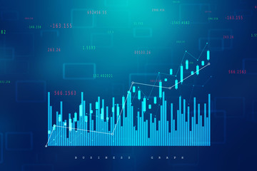2d rendering Stock market online business concept. business Graph 