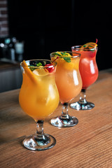three fruit cocktails