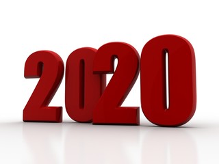 3d illustration 2020 New Year colour background       