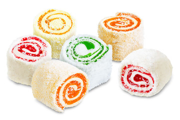 Turkish delight, Oriental sweetness on a white isolated background