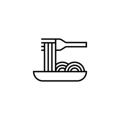 Spaghetti pasta line icon. Noodle with fork black vector icon. Trendy Flat style for graphic design, Web site, UI. EPS10. - Vector illustration