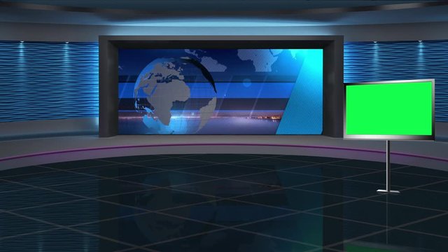 3d virtual news studio green screen background