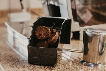 Ground container after coffee machine and cezve