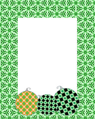 Decorative Christmas frame with green and gold ornaments