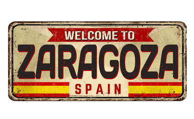 Welcome to Zaragoza vintage rusty metal sign