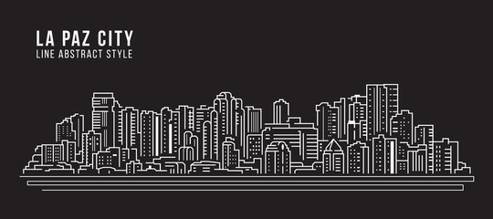 Fototapeta premium Cityscape Building panorama Line art Vector Illustration design - La Paz city