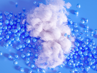 Beautiful background with beads, particles and simulation. 3d illustration, 3d rendering.