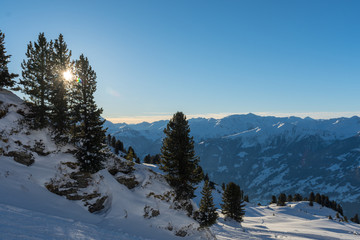 Snowy mountains in austrian alps