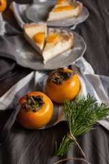 Christmas persimmon cake. Cheesecake. New year dessert