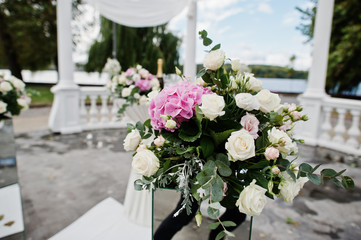 Beautiful wedding set decoration in the outdoor ceremony.