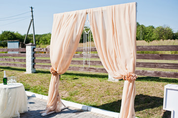 Beautiful wedding set decoration in the outdoor ceremony.