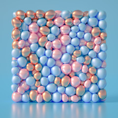 Beautiful background with beads, particles and simulation. 3d illustration, 3d rendering.