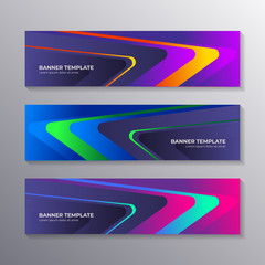 Gradient banner template, modern cool geometric shape neon glow, Applicable for web Banner, Header, Footer, Advertising