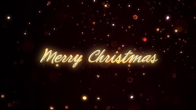 Merry Christmas glittering golden particles text animation