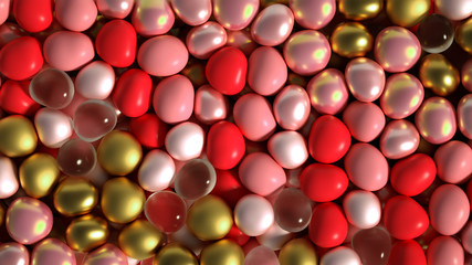Beautiful background with beads, particles and simulation. 3d illustration, 3d rendering.