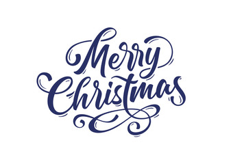 Merry Christmas. Lettering text for Merry Christmas. Greeting card, poster, banner with script text merry christmas. Holiday background with graphic, hand drawn design. Vector Illustration