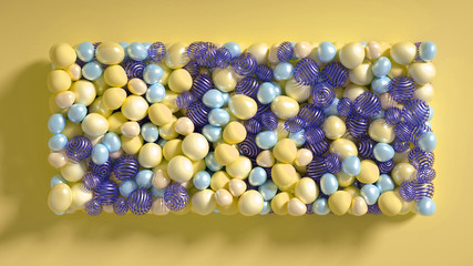 Beautiful background with beads, particles and simulation. 3d illustration, 3d rendering.