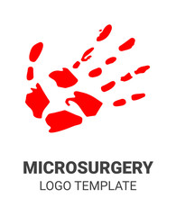 Microsurgery Logo Template in Flat Style. Hand Drawn Hand Symbol Concept for Logo Creation of Microsurgery Clinic.