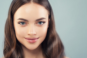 Fototapeta premium Perfect beauty. Young female model closeup portrait. Skin care concept
