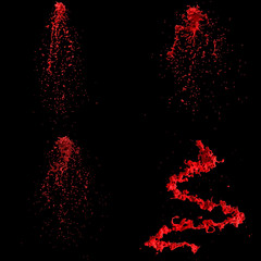 Set of 3D Red Paint Splash Renderings