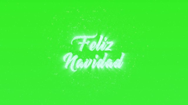 Feliz Navidad green screen text animation fireworks effect. Translation: Merry Christmas