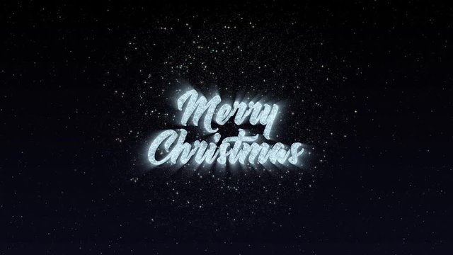 Merry Christmas fireworks typography animation postcard