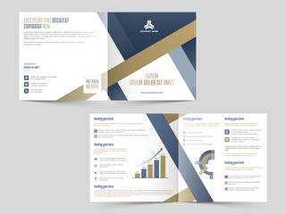 Business Cover Design or Brochure, Annual Report with Infographics in Front and Back View.