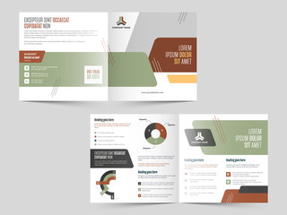 Promotion Cover Page or Bi-Fold Brochure Layout in Front and Back View for Business Concept.