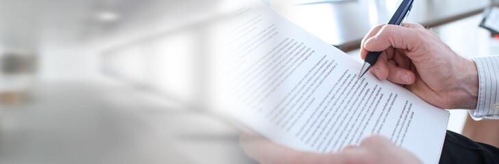 Reading documents; panoramic banner