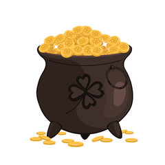 Cauldron with gold Isolated on a white background. Vector graphics.