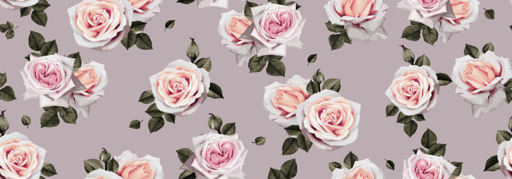 Seamless floral pattern with flowers. Template design for textiles, interior, clothes, wallpaper. Vector illustration art
