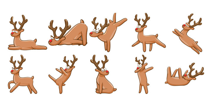 reindeer character vector set collection graphic clipart design