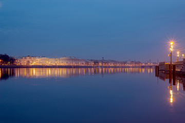 panorama of the Neva river with the promenade des Anglais and the building of the Senate and Synod