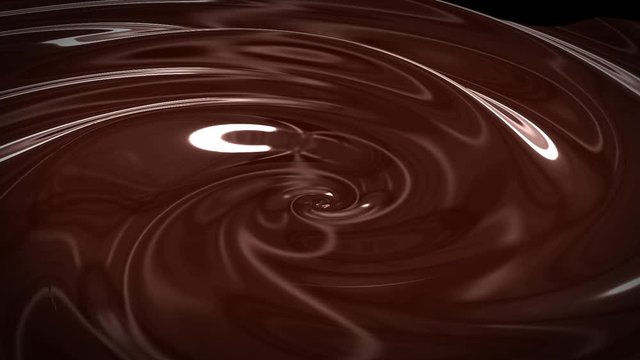 High-quality liquid chocolate swirl background animation in slow motion. Chocolate swirl abstract motion design. Hot chocolate swirls